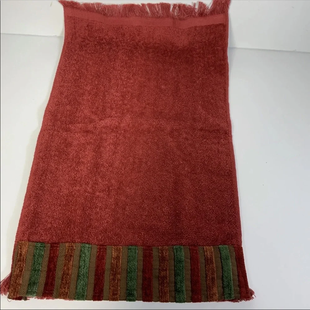 Avanti Linens Vintage 2 Bath 2 Hand 2 Face Towels Embellished Fringe Stripe #G6